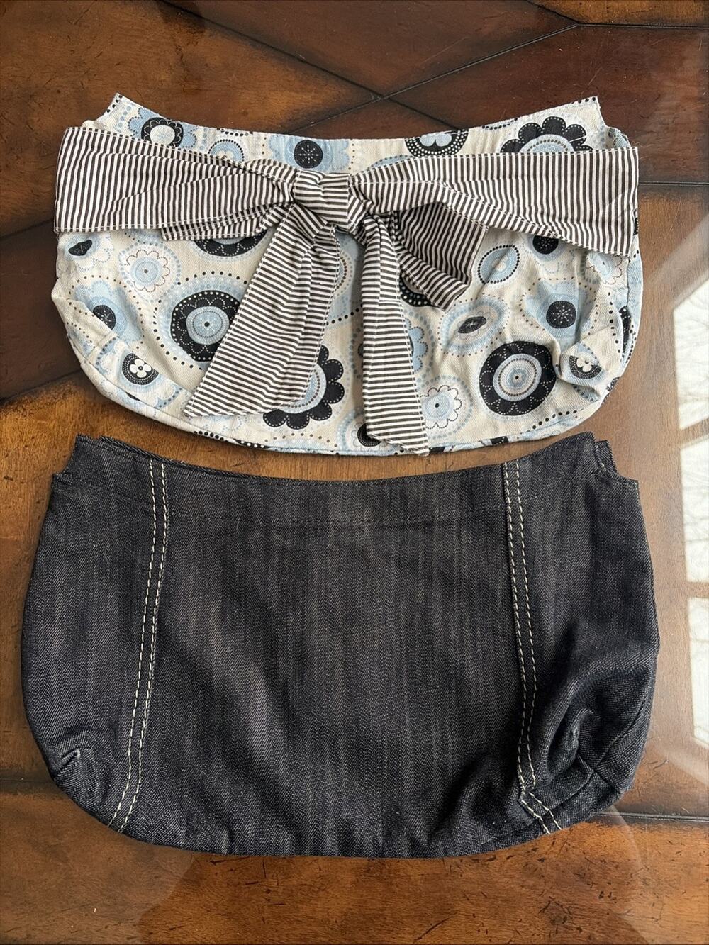 Thirty-One 31 Brand Lot Blue Jean Bow Skirt Covers 2 Hooks Skirts